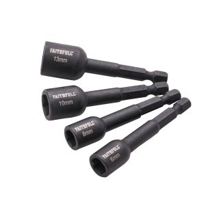 Faithfull 4 Piece 1/4 Impact Nut Driver Set (6/8/10/13mm)