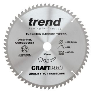 Trend 305mm x 64T x 30mm Bore Cross Cut Blade (Craftpro) CSB/CC30564