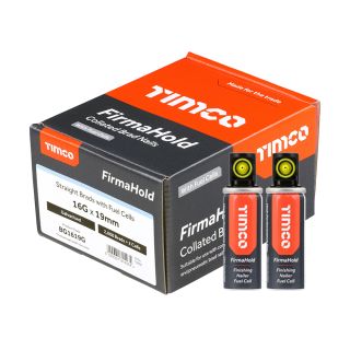 19mm X 16g WITH GAS Box 2000 Straight Brad Nails Galvanised FirmaHold