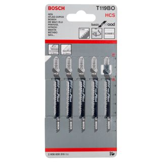 Bosch T119BO Basic for Wood Jigsaw Blades (5 Pack)