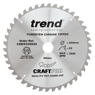 Trend 250mm x 42T x 30mm Bore Cross Cut Blade (Craftpro)