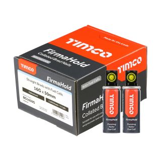 50mm X 16g WITH GAS Box 2000 Straight Brad Nails Galvanised FirmaHold