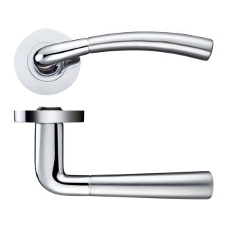 Saturn Lever on Round Rose Satin/Polished Chrome