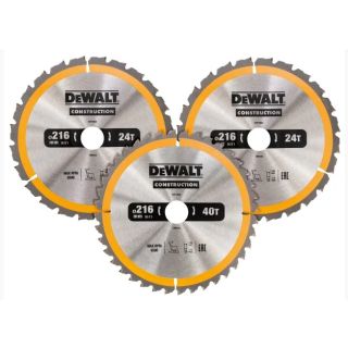 Dewalt 216mm Triple Pack Circ Saw Blades 1 x 40T 2 x 24T