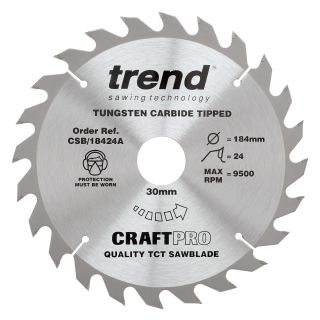 Trend 184mm x 24T x 30mm Bore Circ Saw blade (Craftpro) CSB/18424A
