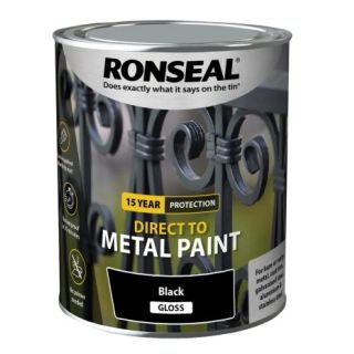 Ronseal Metal Paint 750ml BLACK GLOSS (39195)