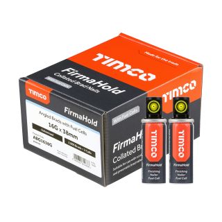 38mm X 16g WITH GAS Box 2000 Angled Brad Nails Galvanised FirmaHold