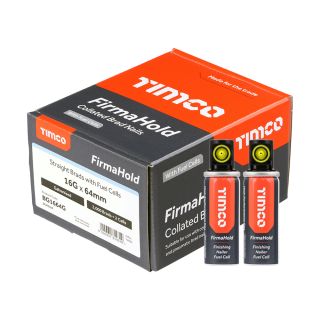 64mm X 16g WITH GAS Box 2000 Straight Brad Nails Galvanised FirmaHold