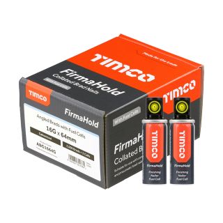 64mm X 16g WITH GAS Box 2000 Angled Brad Nails Galvanised FirmaHold