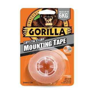 Gorilla Double Sided Mounting Tape Clear 1.52mtr x 25mm