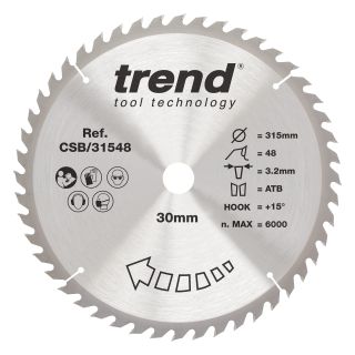 Trend 315mm x 48T x 30mm Bore Circ Saw blade (Craftpro) CSB/31548