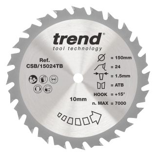 Trend 150mm x 24T x 10mm Bore Thin blade (Craftpro) Ryobi