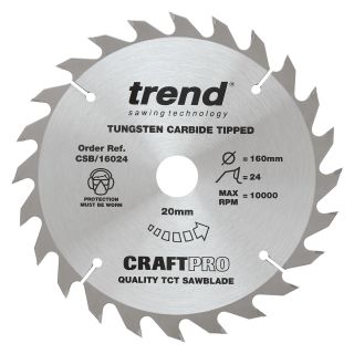 Trend 160mm x 24T x 20mm Bore Circ Saw blade (Craftpro)