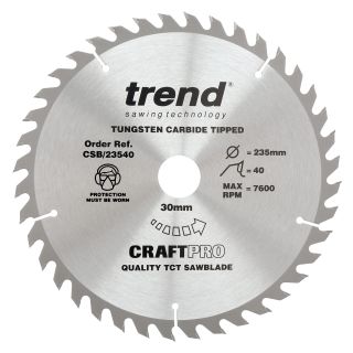 Trend 235mm x 40T x 30mm Bore Circ Saw blade (Craftpro)