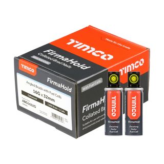 32mm X16g WITH GAS Box 2000 Angled Brad Nails Galvanised FirmaHold