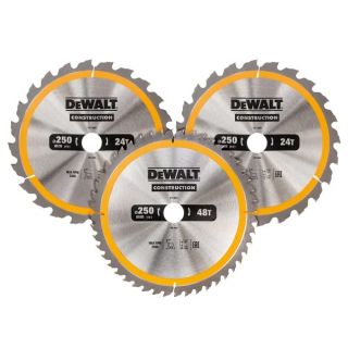 Dewalt 250mm Triple Pack Circ Saw Blades 1 x 48T 2 x 24T