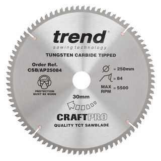 Trend 250mm x 84T x 30mm Bore Aluminium/Plastic Blade CSB/AP25084