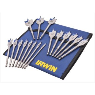 Irwin 17pce Blue Groove flat bit Set in wallet