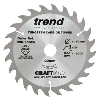 Trend 150mm x 24T x 20mm Bore Circ Saw blade (Craftpro)